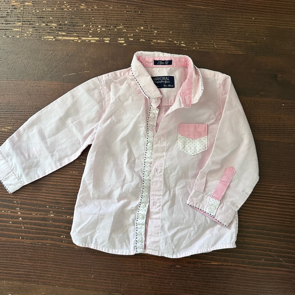 Toddler Pink Long Sleeve poplin Shirt